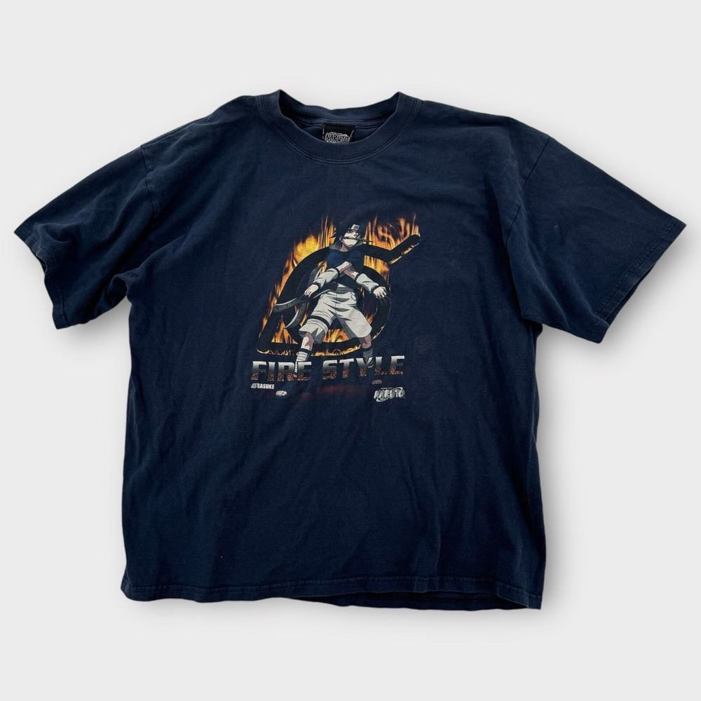 VTG 2002 Naruto T Shirt Mens XL Sasuke Fire Style Flame Spectrum Navy Blue Anime